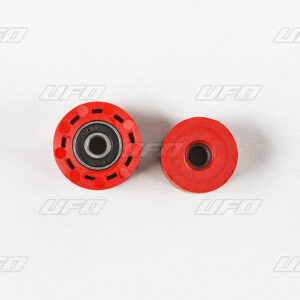 UFO ROLKA KOMPLET 2 SZT.GÓRA I DÓŁ ŁAŃCUCHA HONDA CRF 250R '12-18, CRF 450R/X '12-16 KOLOR CZERWONY (8X38X24MM) I (8X34X24MM) 79-5014, 79-5015