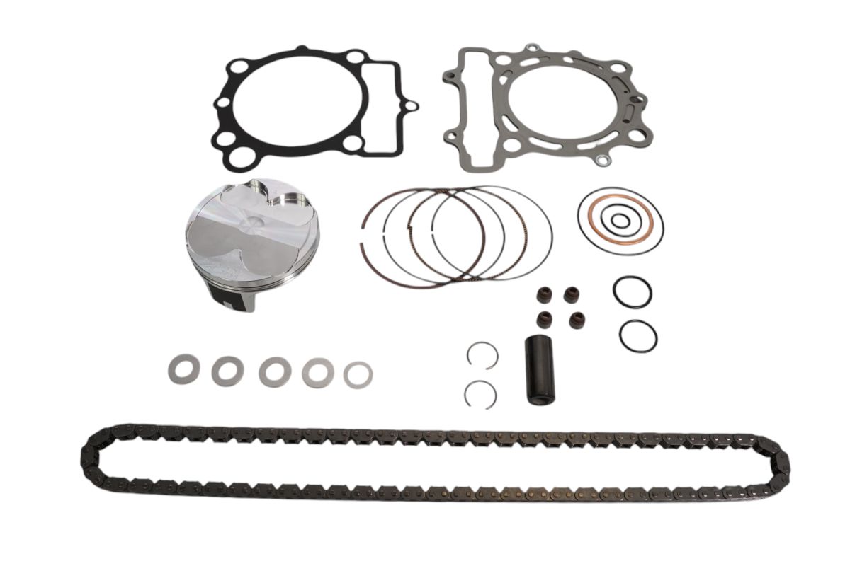 VERTEX ZESTAW NAPRAWCZY GÓRY SILNIKA KAWASAKI KX 250 F (KXF250) '23-'24 (STD. + 0.01MM = 77.96MM) (14.1:1) (TŁOK, USZCZELKI TOP-END, ŁAŃCUSZEK ROZRZĄDU)