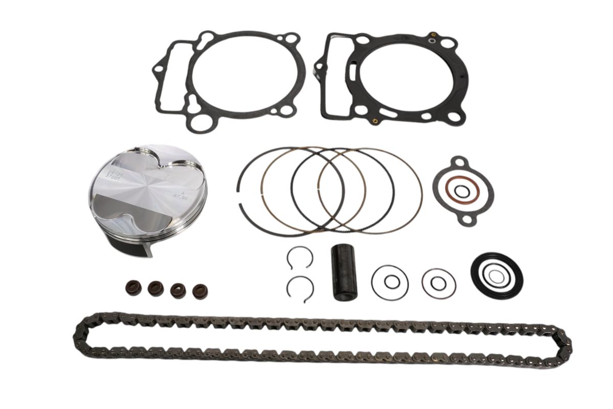 VERTEX ZESTAW NAPRAWCZY GÓRY SILNIKA KTM EXC-F 350 (EXCF350) '20-'23, SX-F 350 (SXF350) '19-'22, HUSQVARNA FE 350 '20-'23, FC 350 '19-'22, GAS GAS EC 350 F '21-'23 (STD. + 0.01MM = 87.97MM) (14.0:1) (TŁOK, USZCZELKI TOP-END, ŁAŃCUSZEK ROZRZĄDU)