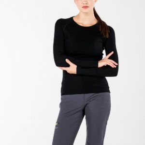 WOOLONA ALIZE KOSZULKA TERMOAKTYWNA DAMSKA Z DŁUGIM RĘKAWEM (100% WEŁNY MERINO) KOLOR CZARNY ROZMIAR XL